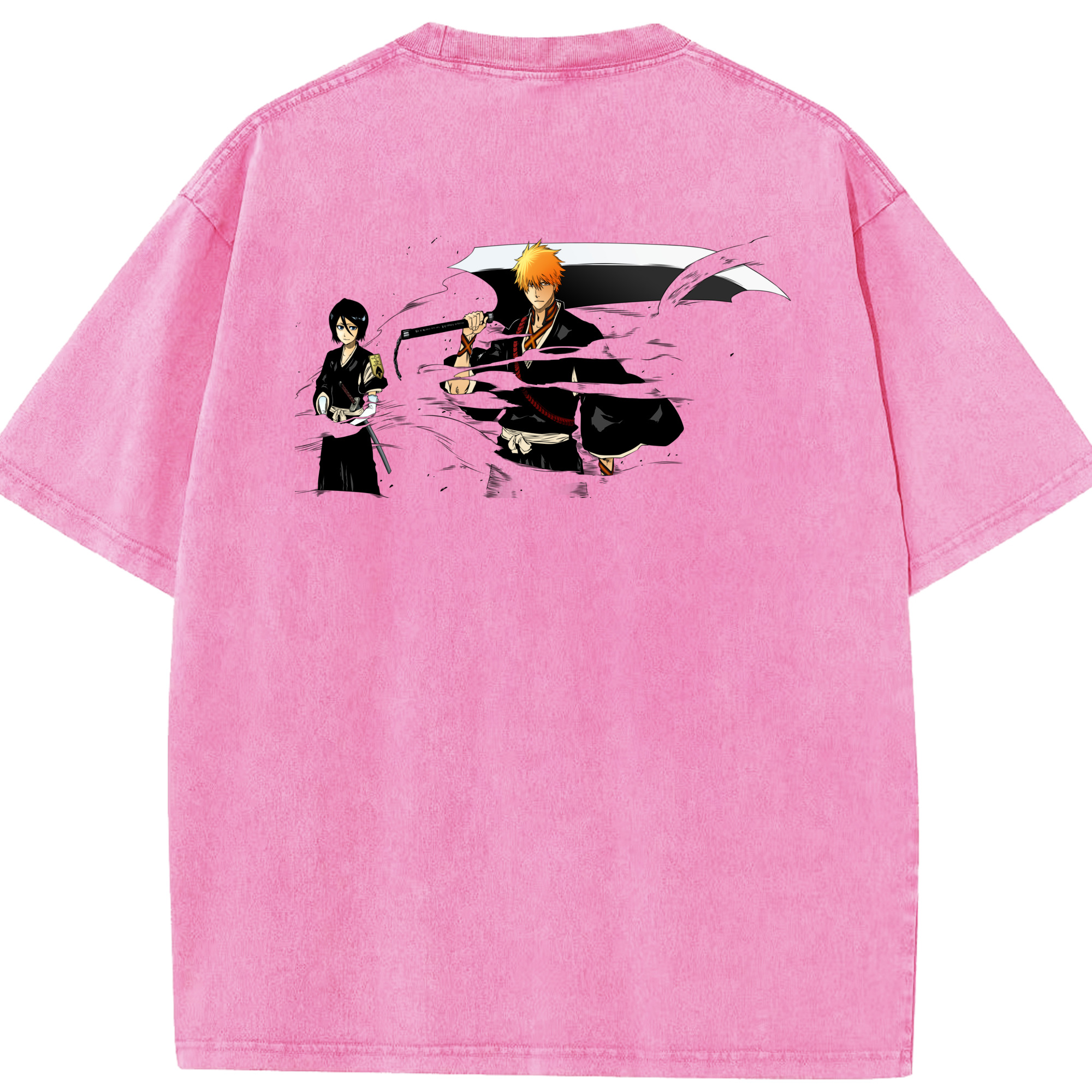 （画像用） ブリーチ 黒崎一護（くろさき いちご）BLEACH Kurosaki Ichigo 綿100% ヴィンテージ風 半袖Tシャツ（背面プリント）